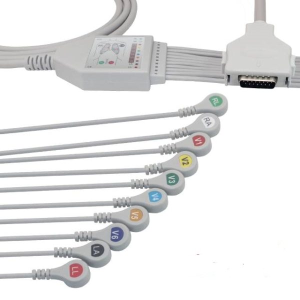 Cavo Sostitutivo 10 Derivationi Per Fukuda Denshi CardiMax - Connettore DB-15, Lunghezza 11 Piedi